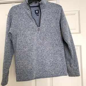 Heathered blue half zip boys sweater
